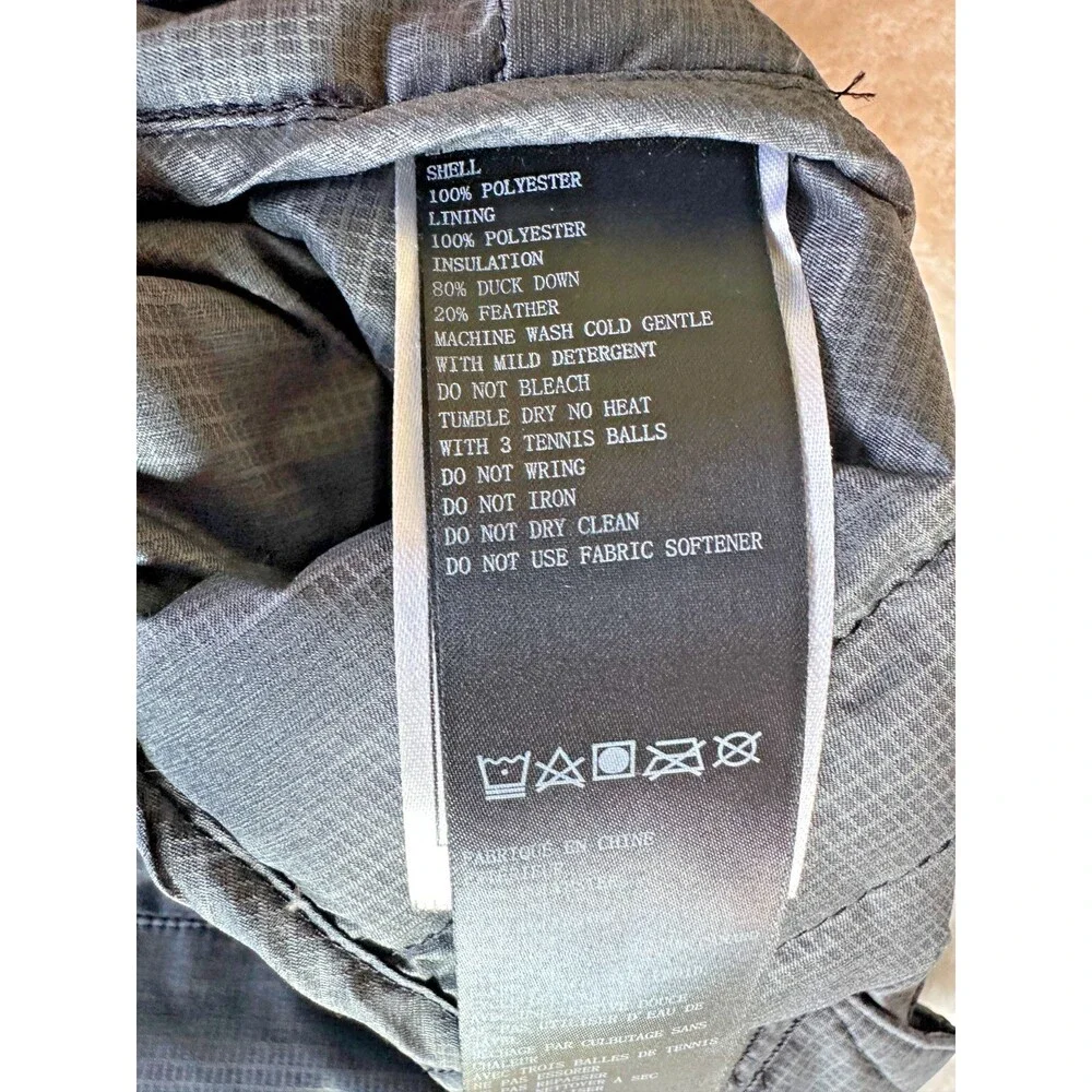 PRANA Lasser Men's Down Insulated Charcoal Hooded Puffer Jacket Sz M